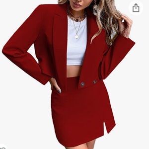 Wine Blazer and Skirt Suit Set NWT!